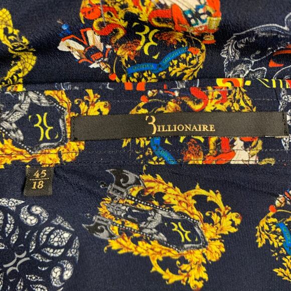 BILLIONAIRE COUTURE Size XL Navy Multi-Color Print Silk Long Sleeve Shirt - Picture 5 of 5